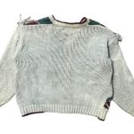 Vintage 80s Cardigan Sweater Fair Isle Fringe Knit Large Photo 1