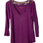 Maurice's Purple Lace Shoulder Henley Long Sleeve T-Shirt M Photo 0
