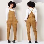 Known Supply Women’s Organic Cotton Cadence Overall Retro in Apricot Plaid M Yellow Size M Photo 1