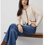 Ann Taylor faux suede trim sweater jacket beige size XL Photo 0