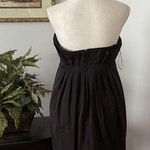 BCBGeneration  Dress 8 Black Zipper Back Pleated Strapless Trim Lace Pocket Side Photo 5