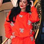 NEW Ivy City Co Jewel Bow Sweatshirt in Red Photo 0