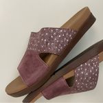 Spenco Sandals Dawn Slide Slip On Slipper Leather Comfort Travel Ostrich Purple Size 8.5 Photo 7