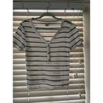 Paper Crane large white and blue V-neck crop top Photo 1