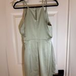 Lulus NWT What a Stunner Sage Green Satin Asymmetrical Mini Dress, Medium Photo 7