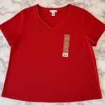 White Stag NWT V-Neck T-Shirt Red 2X (18W-20W) | Embroidered Neckline Plus Size Photo 0
