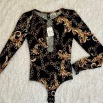 Windsor  Luxe Link Plunge Neck Bodysuit Chain Print NWT size XS​ Photo 5