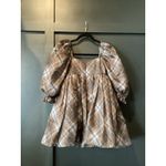 Selkie The Plaid Puff Organza Dress size XXS Brown Photo 1