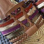 ALDO Gold Multicolor Woven Slip-On Flat Sandals Size 7 Photo 3