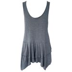 Rose Gal High Low Ruffle Button Up Grey Vest Large Indie Steampunk Boho Retro Gray Photo 1