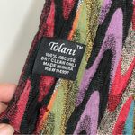 Tolani  Scarf Tassels Art To Wear Abstract Rainbow Long Black Green Purple Red Photo 13