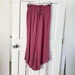 REWASH New!  Pink Wide Leg Palazzo Pants Cinched Lace Up Crop Leg Size L Photo 3