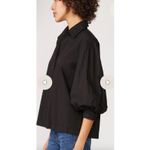 Stateside Poplin Puff Sleeve Blouse Black Size Small Photo 7