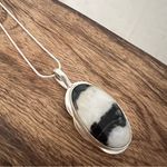 925 Sterling Silver White buffalo Turquoise Necklace Womens Gemstone Jewelry Black Photo 1