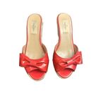 Valentino Garavani Valentino Mena Bow Hot Pink Patent Leather Wedge Espadrille Slide Sandal sz 38 ( Photo 1