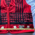 ASHLEY HILL Red Black Pullover Zip Hearts Vest Wool Women’s Sweater Size XL Photo 7