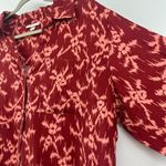 Knox Rose  Boho Button Up Shirt Burgundy Abstract Floral High Low Hem Size XXL Photo 2