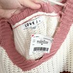 NWT Frayed Mustard Pink Brown Color Block Knit Cropped Sweater Size Medium Photo 8