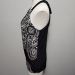 White House | Black Market WHBM black/esspresso paisley halter keyhole blouse size small Photo 4