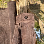 Liz Claiborne Vintage Genuine Suede Leather Dark Brown Oversized Shirt Jacket Western Cowgirl Photo 2