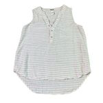 Magaschoni White Taupe Stripe Sleeveless Shirt Top Blouse 100% Linen Size Small Photo 0
