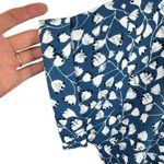 MELLODAY  Blue White Floral Cuffed Short Sleeve Relaxed Fit Cottage Core Blouse S Photo 3