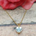 Gold Tone Chain Dainty Chrystal CZ Heart Pendant Minimalist Gift 18.5 Inches Photo 0