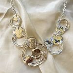 Boutique Fashionable Round Chunky Necklace Set earrings Silver Black Gray womens jewelry Photo 7