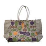 Large Trader Joe's Reusable Jute Burlap Tote Bag Eggplant Vegetable 17x13.5x9 Photo 1