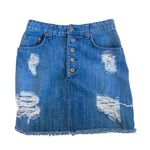 Carmar Ripped Raw Hem Distressed Button Front Denim Skirt Size 26 Photo 0