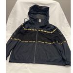 Victoria's Secret PINK  Black Gold Logo Zip Mesh Hooded Windbreaker Jacket Sz M/L Photo 0