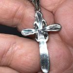 Vintage Sterling Silver Chain and Cross Pendant Silver Photo 2