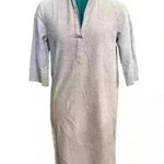 Lilla P Gray Cotton Shift Shirt Dress Size S Collared V Neck 3/4 Sleeve Photo 1