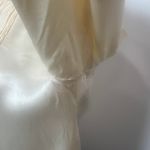 Vintage 70s Prairie Button Up Front Pleated Floral Collar Satin Long Sleeve Top Tan Size 10 Photo 9