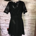 Lulus Angel in Disguise Black Lace Skater Dress black flowy mini dress size medium​​​ Photo 3