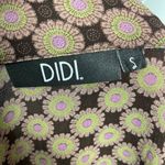Didi Wrap Blouse Floral Print Ruffle Size Small Women Top Brown Green Purple Mod Photo 2