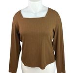 Old Navy NEW  Brown Rib Knit Long Sleeve Square Neck Pullover Sweater Top Size 3X Photo 0