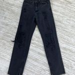 Princess Polly Black Straight-Leg Ripped Jeans Photo 0