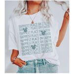 Happiest Place On Earth Distressed Graphic Tee Size Small White Photo 1