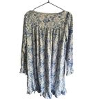 Eileen West Blue Floral Long Sleeve Mini Short Night Gown‎ XS Blue White Photo 4