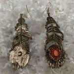 ⭐️ Gold & Orange Feather Dangly Statement Earrings Photo 2