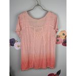 Free People  Coral Ombre Burnout Beaded Hem Scoop Neck Top - Size - Large Photo 1