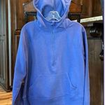 Scuba Neck Hoodie Cotton Periwinkle Blue Sweatshirt Cotton Knit Pullover Women S Photo 5
