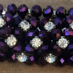 Deep purple faceted bead and clear rhinestone stretch bracelet Photo 1