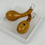 Handmade Natural Gourd Earrings – Rustic Boho Primitive Folk Art Jewelry Photo 4