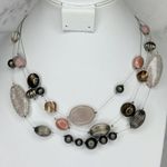 Chico's Beaded Triple Strand Wire Silver Tone Mixed Bead Statement Necklace β¨ Photo 0