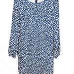 Boden Womens Long Sleeve Elastic Cuff Viscose Dress Mini Round Neck Size 8R Blue Photo 0