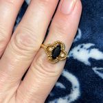 Vintage LIND Black Spinel & Diamond Gold Cocktail Ring with a quatrefoil setting Photo 9