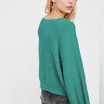 Free People Teal Boucle Cotton Blend Found My Friend Pullover Sweatshirt Photo 2