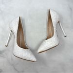 Casadei NEW  Blade Heel Glittery Lace Pointed Toe Pumps White Wedding Bridal 35.5 Photo 3